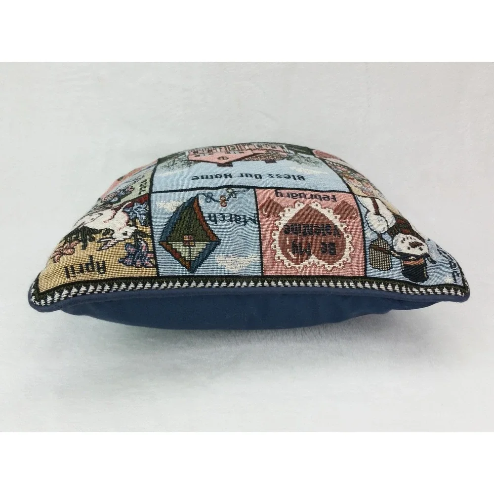 Twelve Month Calendar Holidays Tapestry Throw Pillow Cottage Cottagecore